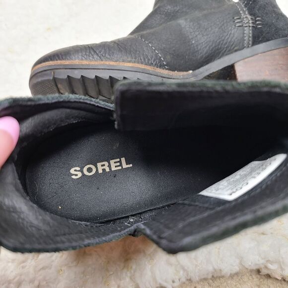 Sorel Cate Cut Out Boots Black Leather Women's sz 6 - Picture 7 of 11
